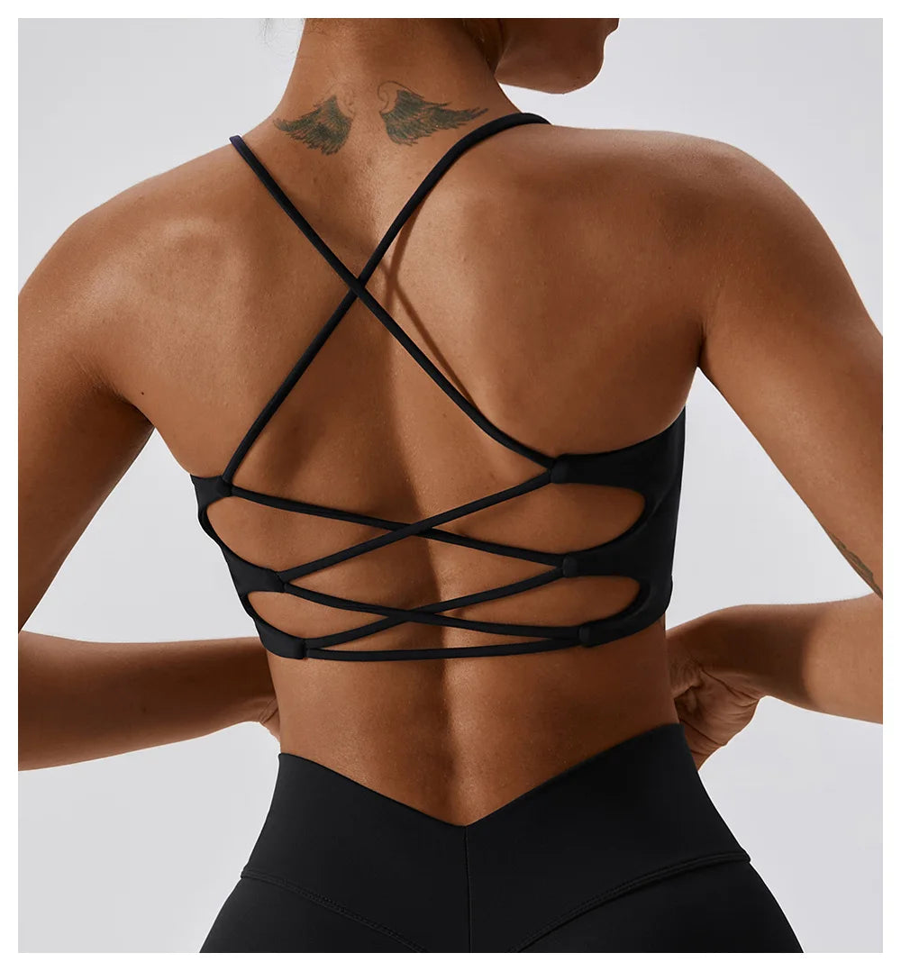 FitGoddess Criss-Cross Back Sports Bra – Soft, Seamless & Stylish