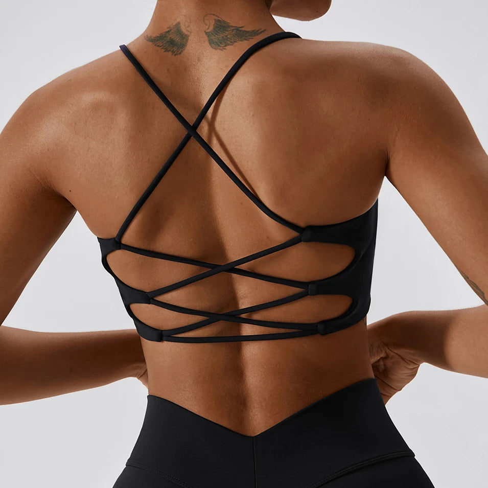 FitGoddess Criss-Cross Back Sports Bra – Soft, Seamless & Stylish