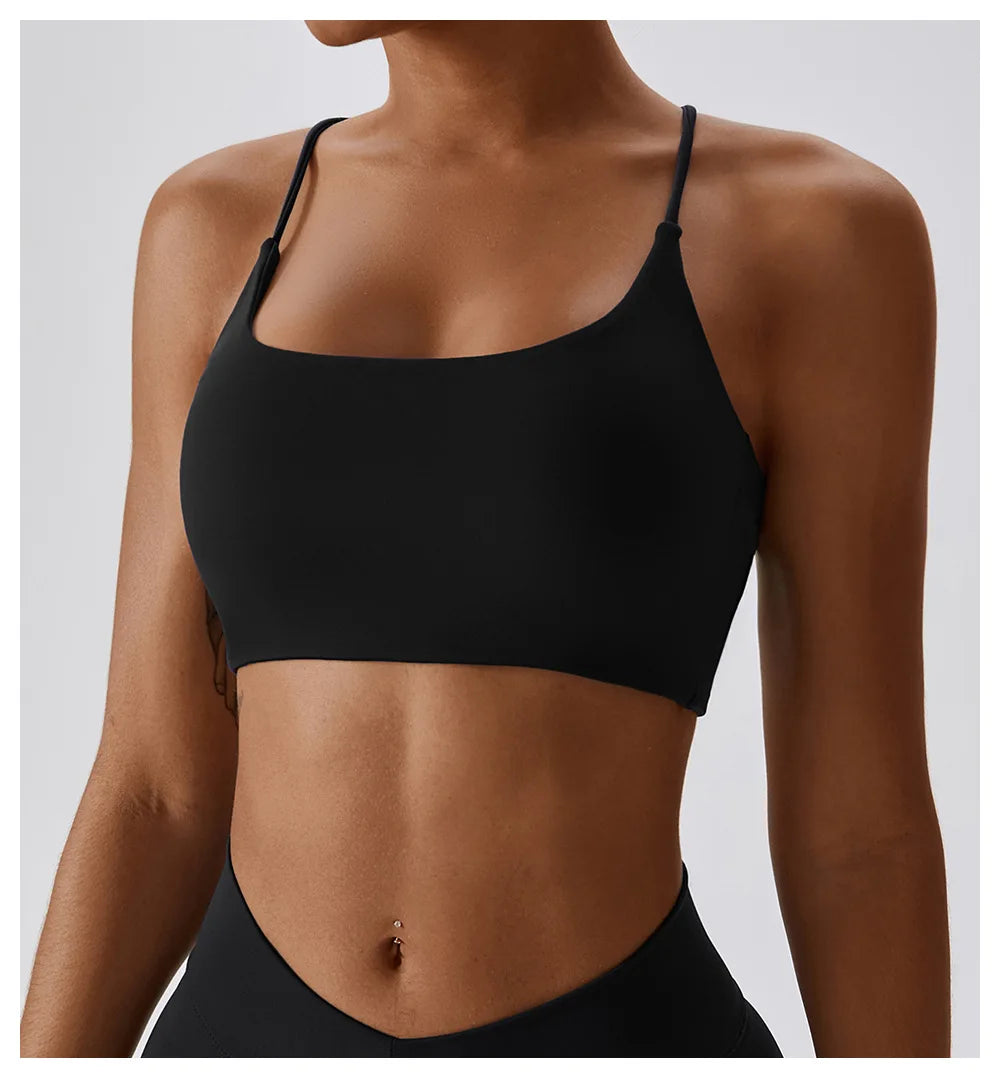 FitGoddess Criss-Cross Back Sports Bra – Soft, Seamless & Stylish