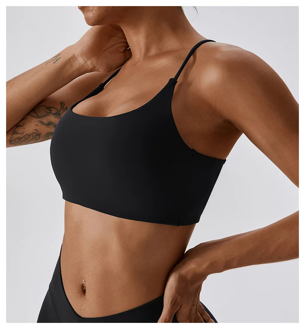 FitGoddess Criss-Cross Back Sports Bra – Soft, Seamless & Stylish